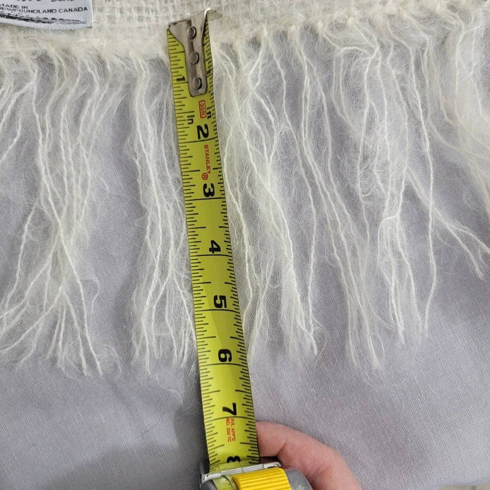 WOOF Design NEW Mohair‎ Scarf Cream Woven Fringe Made in Newfoundland Canada